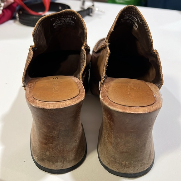 Candies - 9, block wooden heel, leather slip on clogs, 90s - Picture 12 of 12